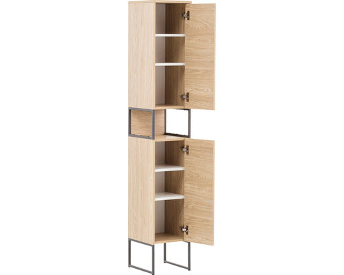 Dulap Baie Inalt Limone 300, 2 Usi, PAL, 30,4x183,4 cm, Stejar Deschis