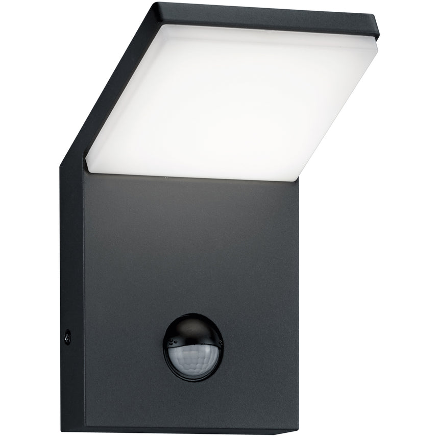 Aplica LED integrat pentru exterior Trio Pearl, cu senzor de miscare, 9W, 900 lm, 3000K, IP54, Aluminiu extrudat, Antracit