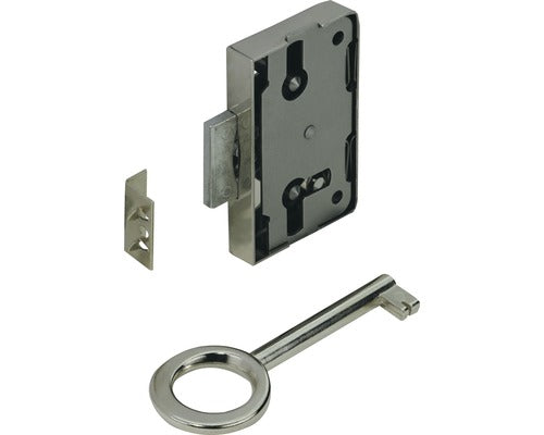 Incuietoare Aplicata Mobilier Hettich 60x58 Mm, 1 Cheie, Nichelata