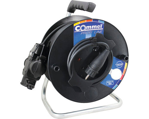 Prelungitor Electric Pe Tambur Metalic Commel Profi Cupla Cu 3 Prize 25m Cablu Cauciuc 3x1, 5 Mm², Pentru Exterior Ip44