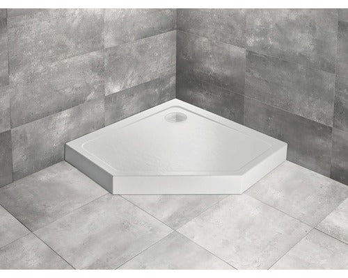 Cadita de Dus Pentagonala Radaway Doros PT Compact Stone White, 90x90x11,5 cm, Acril, SDRPTP9090-05-04S, Alb
