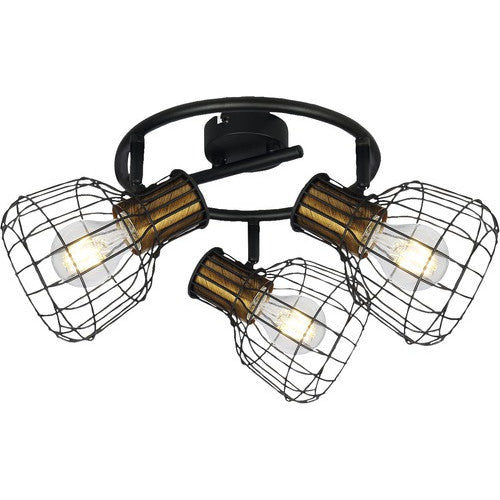 Plafoniera Grimy PL3 E27 max. 3x40W, negru/bronz