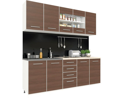Mobila de Bucatarie Riga, L 200 cm, Pin Inchis/Alb