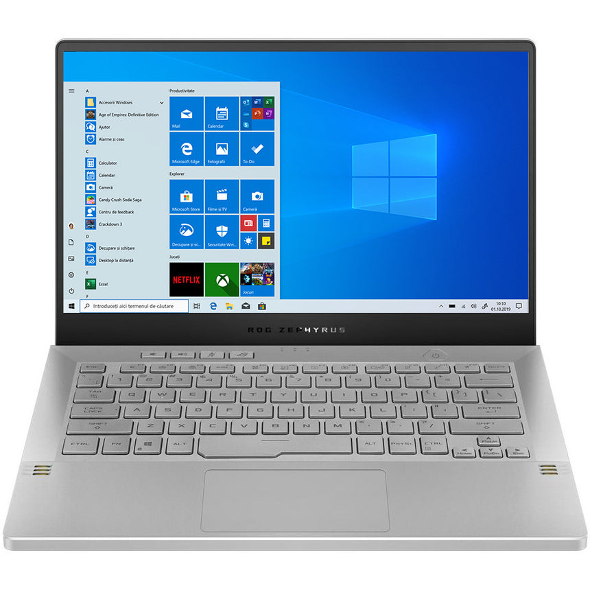 Laptop Gaming ASUS ROG Zephyrus G14 GA401QM cu procesor AMD Ryzen™ 9 5900HS, 14", QHD, 120Hz, 16GB, 512GB SSD, NVIDIA® GeForce RTX™ 3060 6GB, Windows 10 Home, Moonlight White AniMe Matrix