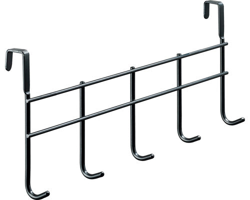 Cuier Pentru Usa Cu 5 Carlige Hettich Budget 375x165x60 Mm, Otel Vopsit Negru