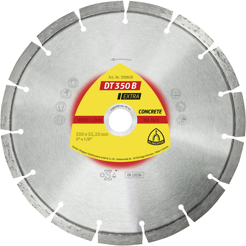 Disc de debitare diamantat Klingspor DT350B EXTRA 230X2,6X22,23mm