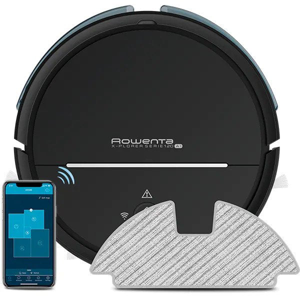 Aspirator Robot ROWENTA X-Plorer Serie 120 Animal-Allergy RR7865WH, 0.7l, Autonomie maxima 120 min, Tehnologie laser+, Negru