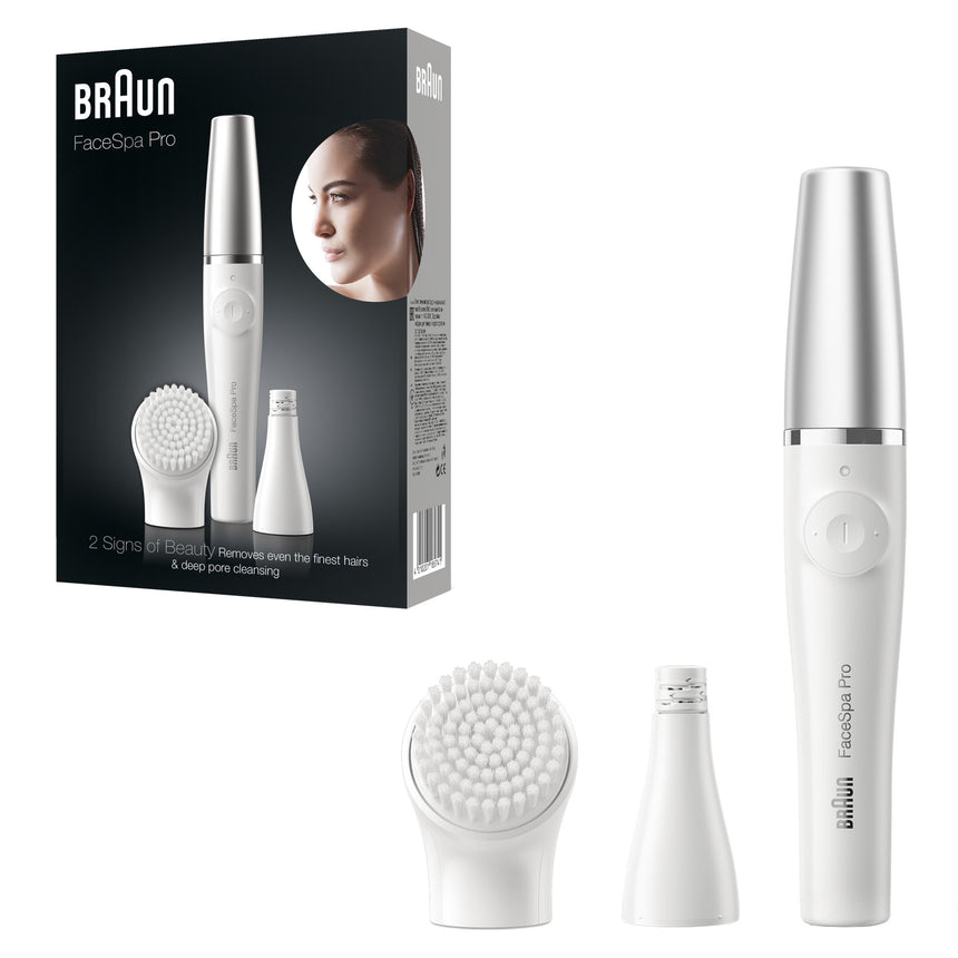 Epilator Facial, Braun FaceSpa Pro, Alb/Argintiu