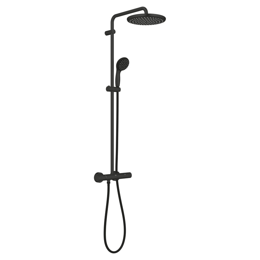 Sistem de dus Grohe Vitalio Start 250 266772430, 1/2'', aparent, termostat, 250 mm, 1 pulverizare, anti-calcar, mat, Negru