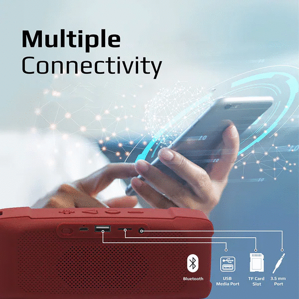 Boxa Portabila PROMATE Outbeat, Bluetooth, MicroSD, Radio FM, Rosu