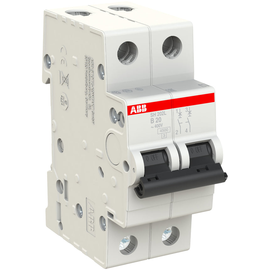 Siguranta electrica automata ABB 2CDS242001R0205, latime 2 module, 4,5KA, 2P, caracteristica B, 20A