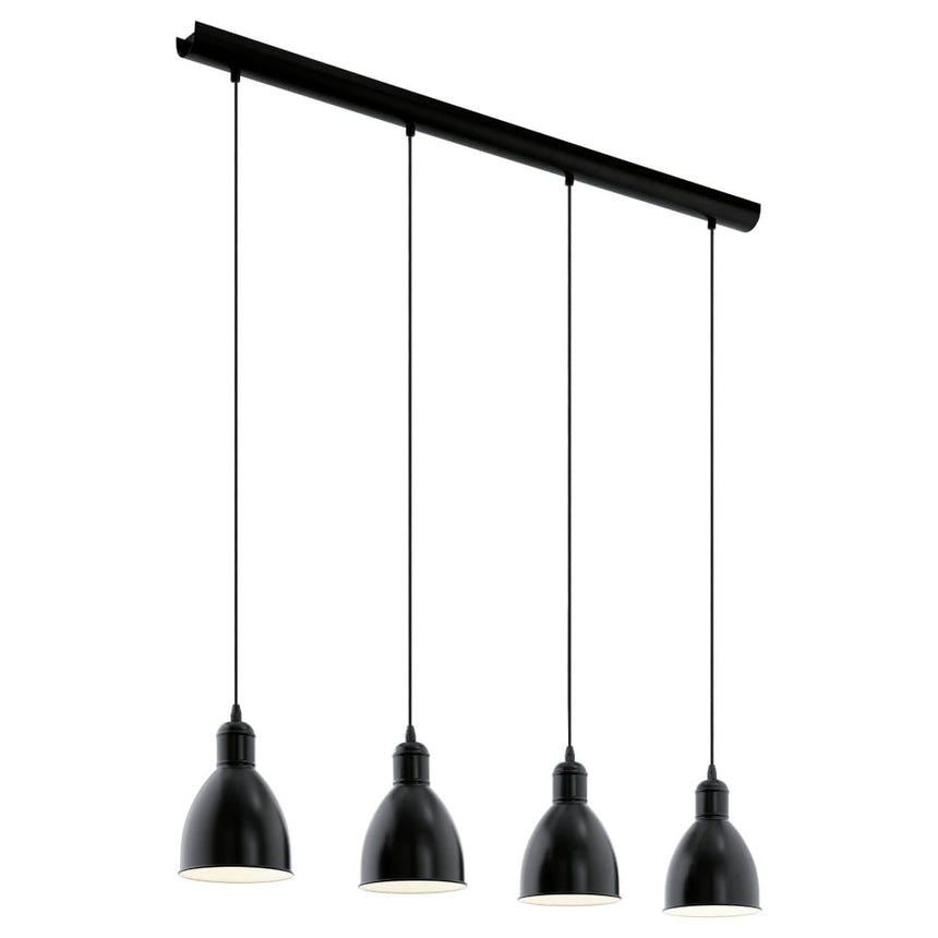 Pendul vintage Priddy, EGLO, E27, 4x40W, otel, negru-alb, 110 x 97.5 x 15.5 cm, inaltime reglabila, IP20