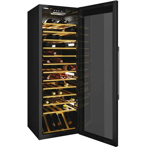 Racitor de vinuri Hoover HWC 200EELW/N, 81 sticle, Clasa G, Wi-Fi, Control electronic, Iluminare LED, H 146 cm, Negru