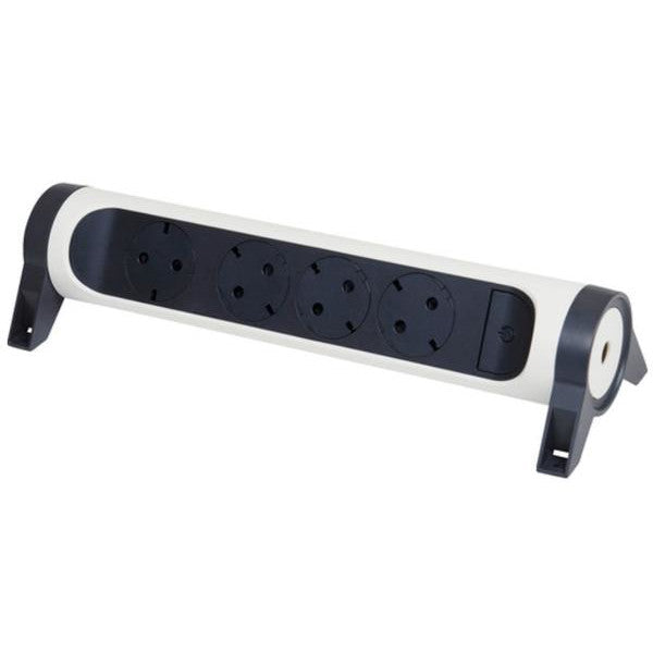 Multipriza rotativa Legrand Premium, 4 prize, cu intrerupator, 16A, 230V, fara cordon, Alb/Negru