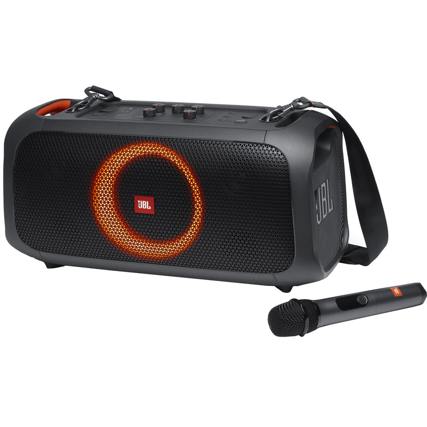 Boxa portabila JBL PartyBox On-The-Go, 100W, Bluetooth, Microfon Wireless, USB, IPX4, Light Show, Plug-n-play, Negru