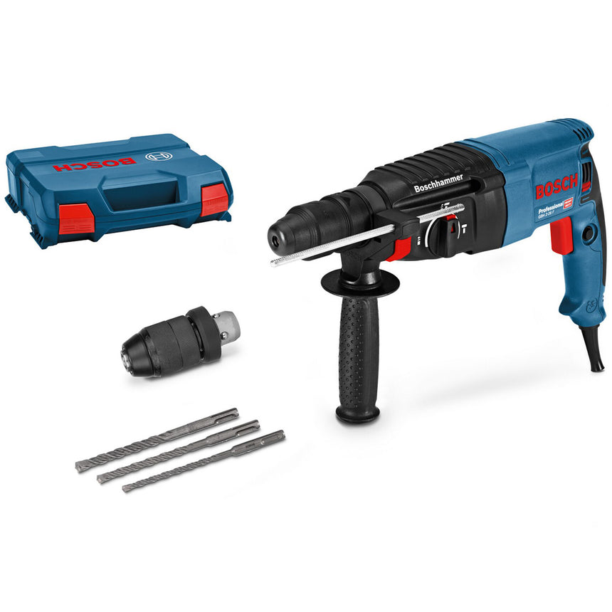 Ciocan rotopercutor Bosch Professional GBH 2-26F, 830 W, 900 RPM, 2.7 J, 3 piese pentru gaurit + Mandrina interschimbabila SDS-Plus