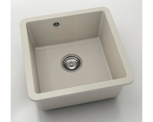 Chiuveta Bucatarie Cu O Cuva Fat Avangard 222 46x46 Cm Fara Picurator, Montare Sub Blat, Fatgranit Beige