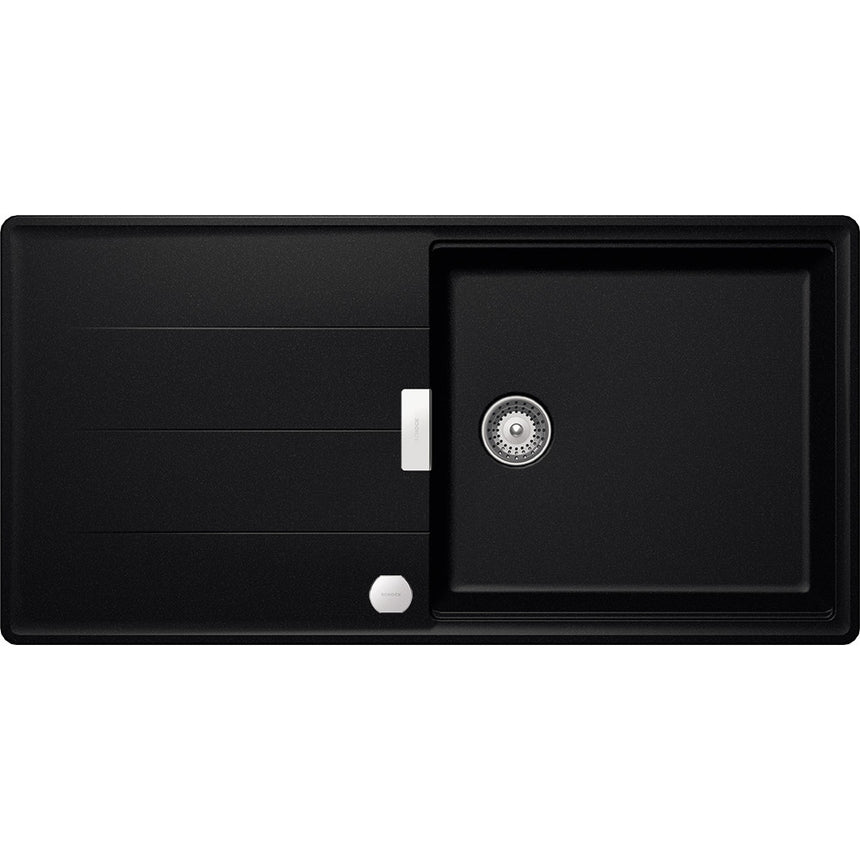 Chiuveta granit Schock Tia D-100L Cristadur Magma 1000 x 500 mm cu sifon automat, granit, reversibila, montare pe blat, negru metalizat