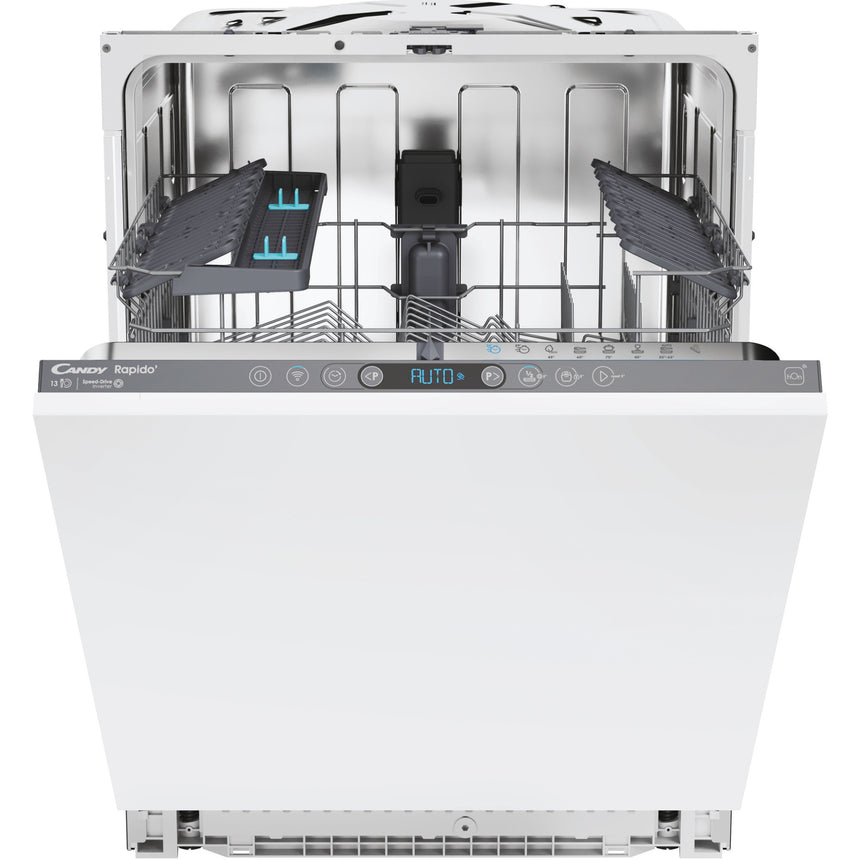 Masina de spalat vase incorporabila Candy Rapido CI 3C6F0A, 13 seturi, 8 programe, Clasa C, WiFi+Ble, Wash & Dry 35', Motor Speed-Drive Inverter , Automatic Open Door, 60 cm