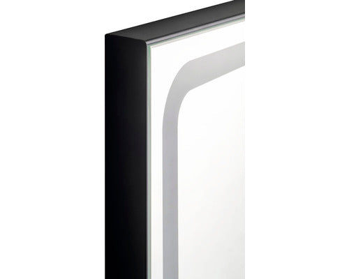 Oglinda Baie cu Iluminare LED Focco Mia 100x80 cm, Rama Neagra, IP 44