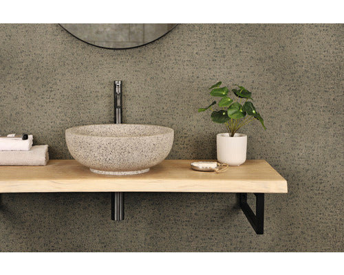 Lavoar Rotund Terrazzo, cu Montaj pe Blat Ø, 40 cm, Negru/Alb