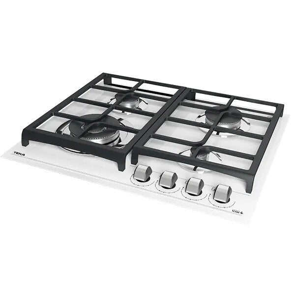 Plita pe gaz Teka GZC 64321 XBN W, 4 ochiuri, 60 cm, gratare fonta, cristal alb