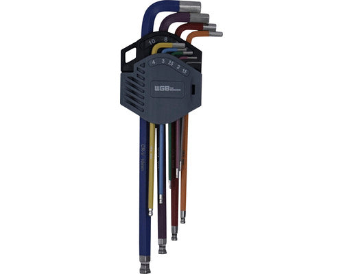 Set Chei Hexagonale Cu Cap Sferic Wgb 1,5-10 Mm, 9 Piese, Multicolor Crom-vanadiu