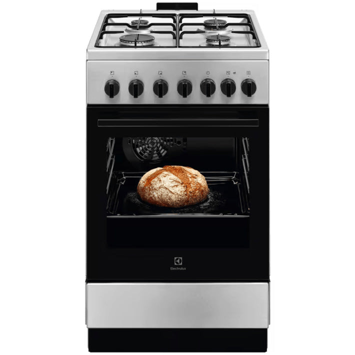 Aragaz Electrolux LKK520022X, Mixt, 4 arzatoare , Siguranta plita, Aprindere integrata, Cuptor electric, SteamBake, AirFry, Timer, Grill electric, Clasa A, 50 cm, Inox