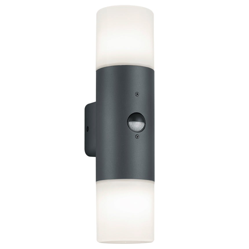 Aplica exterior Klausen, Ascot 2 cu senzor, Gri, KL132001, E27, IP44, 2x11W