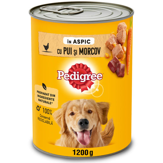 Hrana umeda pentru caini Pedigree, Pui si Morcov in Aspic, Conserva, 1200 g