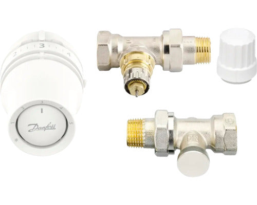 Set Robineti Termostatati Danfoss 015g5332 1/2”, Cu Cap Termostatic, Alb, 2 buc
