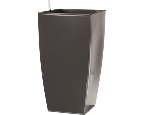 Ghiveci Tip Vaza Lafiora, Plastic, 36x36x66 Cm, Antracit Lucios, Inclus Set De Udare A Pamantului Si Indicator Al Nivelului De Apa