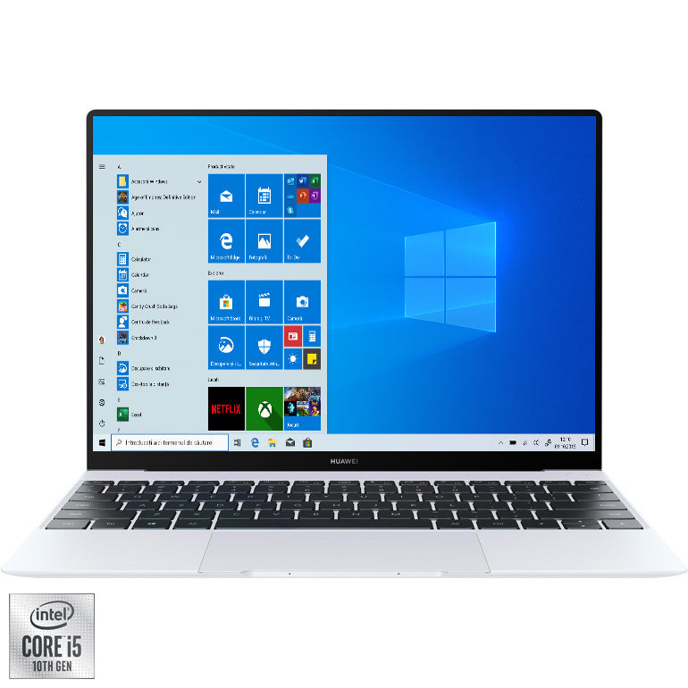 Laptop HUAWEI MateBook X cu procesor Intel® Core™ i5-10210U pana la 3.60 GHz, 13", 3K, Touch, 16GB, 512GB SSD, Intel UHD Graphics, Windows 10 Home, Silver