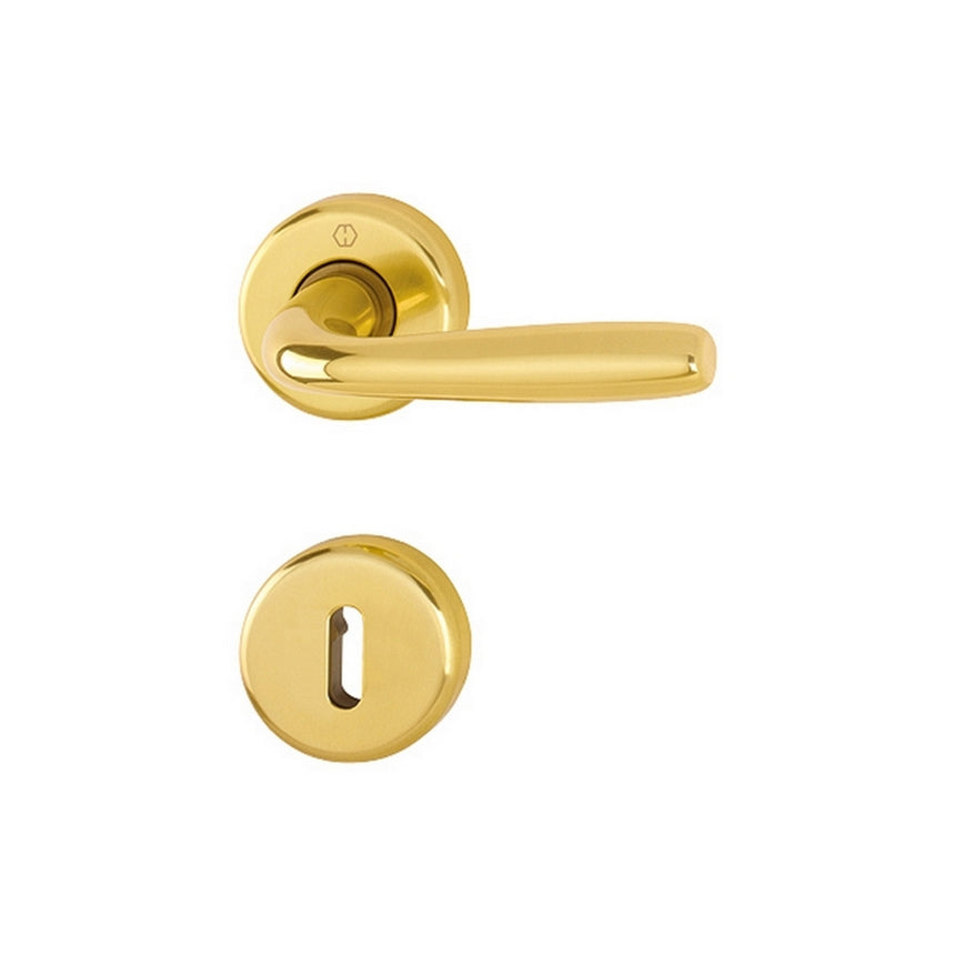 Maner usa interior, Hoppe Maribor, cu rozeta pentru cheie, material aluminiu, auriu lucios, 115 x 52mm