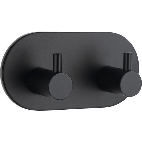 Cuier baie dublu cu lipire prin adeziv, din metal, negru mat