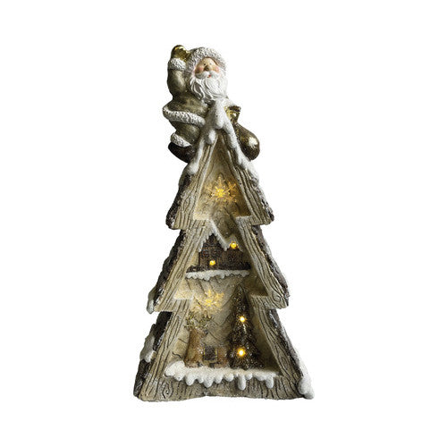 Decoratiune Craciun, Mos Craciun pe bradut, LED, 31x14x54,5 cm