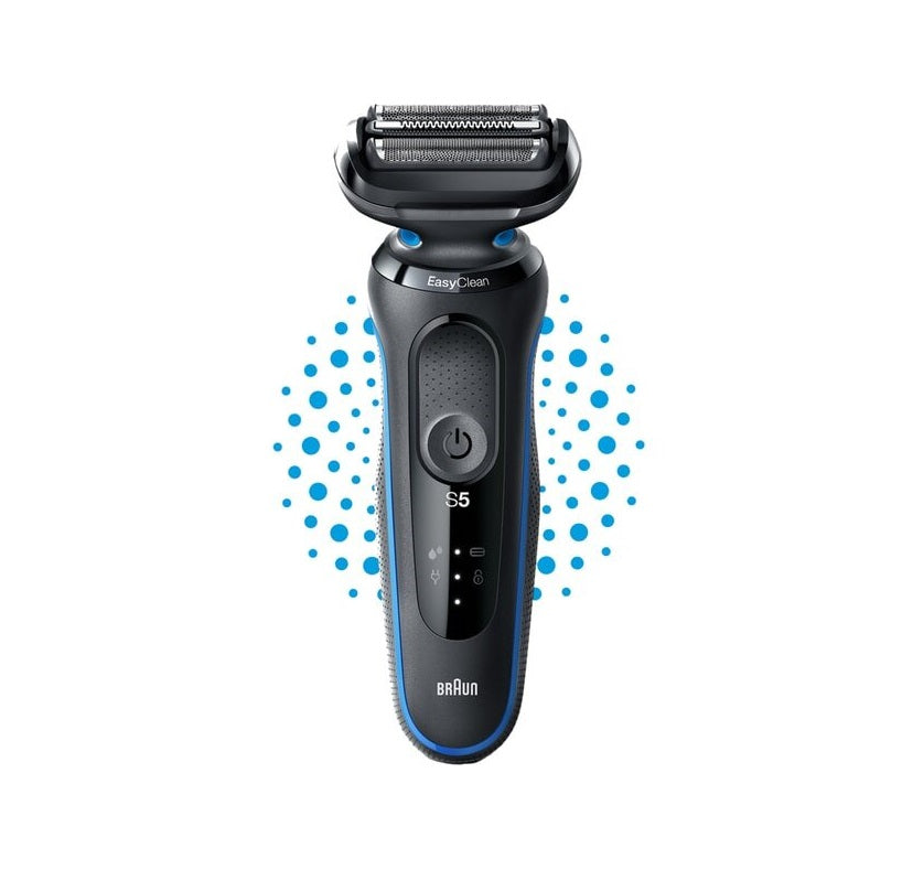 Aparat de ras Braun Series 5 51-B1000S, Wet&Dry, AutoSense, EasyClick, autonomie 50 min, 3 elemente de taiere, negru/albastru