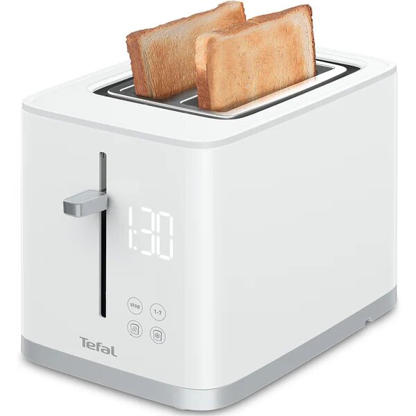 Prajitor de paine Tefal Sense TT693110, 850W, 2 felii, 7 niveluri de rumenire, tavita firmituri detasabila, alb