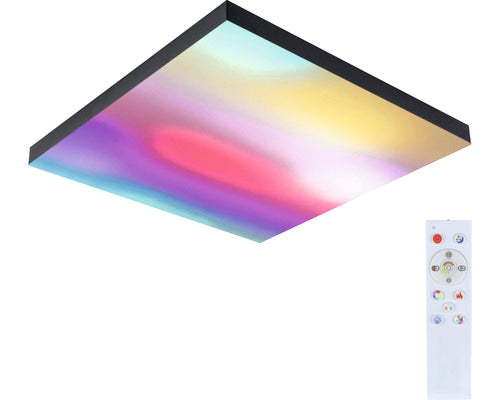 Panou Cu Led Integrat Loria Rainbow 24w 1690 Lumeni 45x45 Cm, Lumina Rgbw, Montaj Aplicat, Negru, Cu Telecomanda