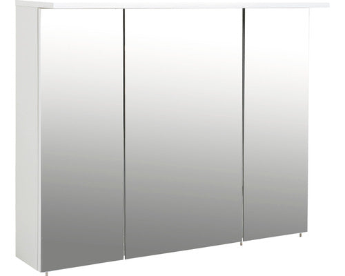 Dulap Baie cu Oglinda Profil, 3 Usi, PAL, 100,5x72,3 cm, Alb