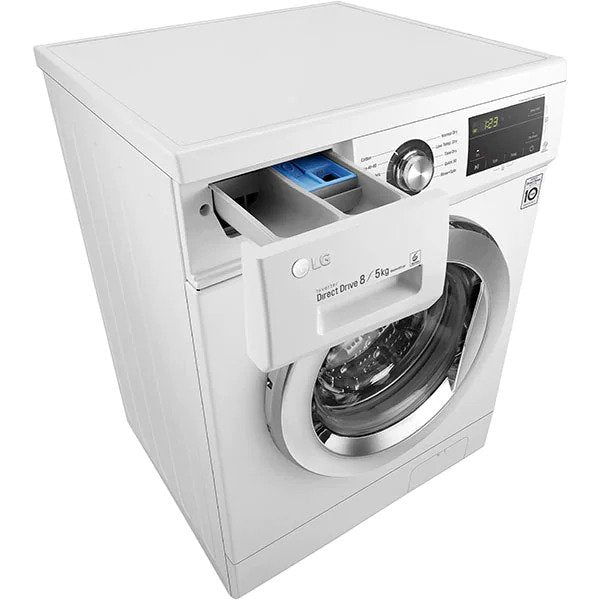 Masina de spalat rufe cu uscator LG F4J3TM5WE, 8 kg spalare, 5 kg uscare, 1400 rpm, Clasa D, Direct Drive, SmartDiagnosis, Alb
