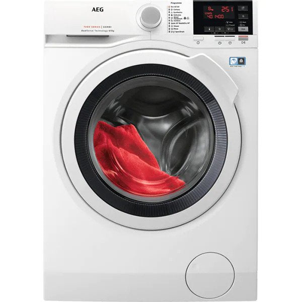 Masina de spalat rufe cu uscator AEG L7WBGO48W, Spalare 8 kg, Uscare 5 kg, 1400 rpm, Clase A, Motor OKOInverter, Display LED touch control, DualSense, ProSteam, ProSense, AquaControl, Alb