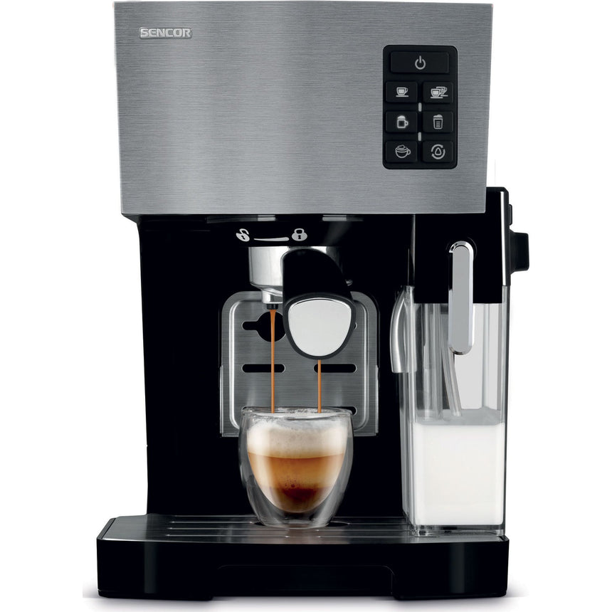 Aparat de cafea, Sencor, Functie autocuratare, 1.4 L, 1.450 W, 309x229x355 mm, Negru/Argintiu