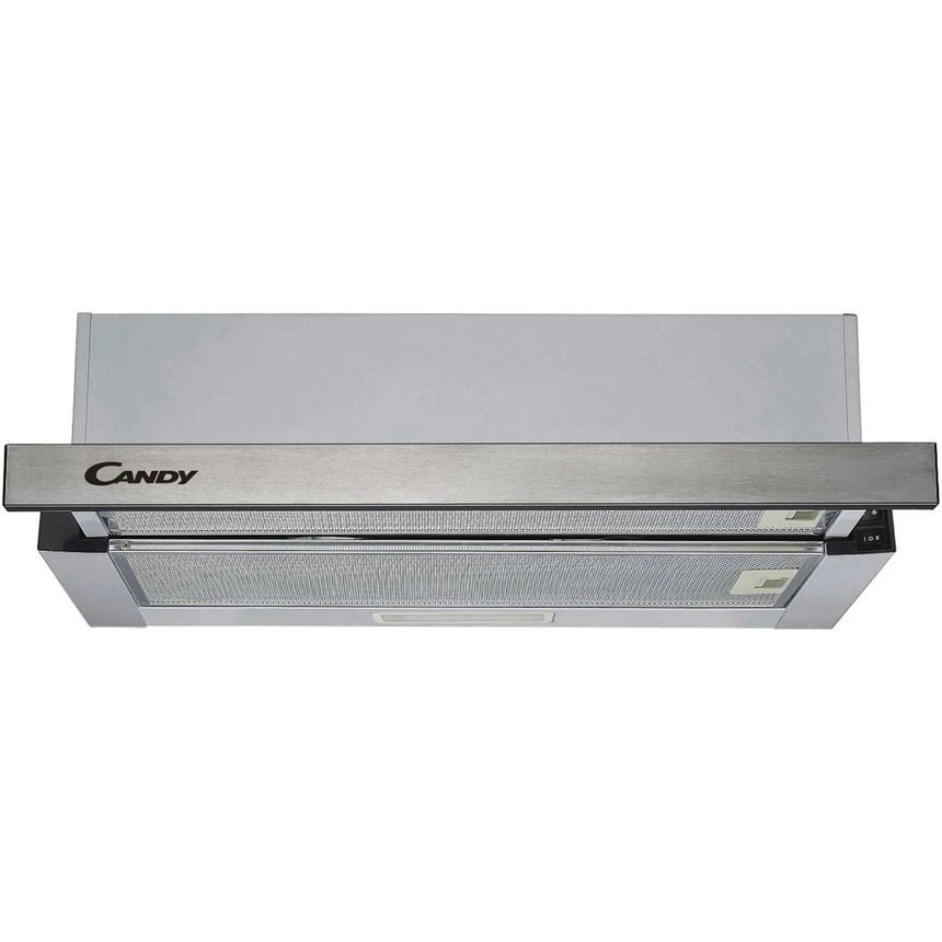 Hota incorporabila telescopica Candy CBT625/2X, Capacitate de absorbtie 332m3/h, 2 trepte de viteza, Iluminare LED, 2 filtre, Clasa B, 60 cm, Argintiu