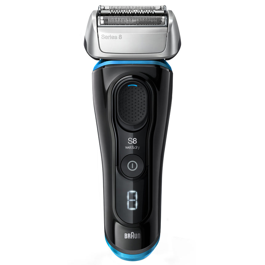 Aparat de ras Braun Series 8 8365cc, Wet&Dry, Statie Clean & Charge, Fabric Case, Black