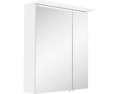 Dulap Baie cu Oglinda Profil, 2 Usi, PAL, 60x75 cm, Alb
