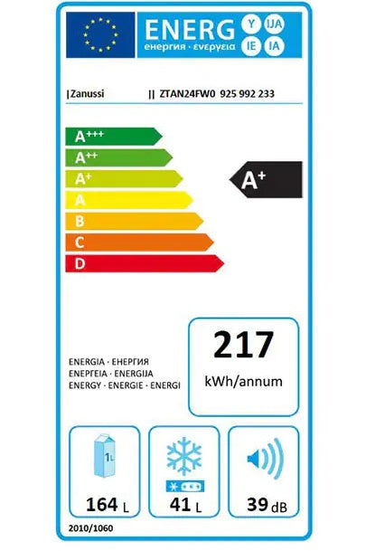 Frigider cu doua usi ZANUSSI ZTAN24FW0, 205 l, H 143.4 cm, Clasa F, Alb