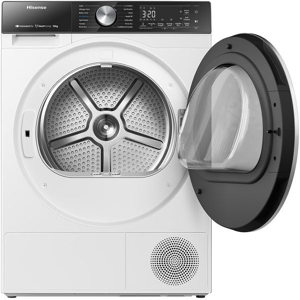 Uscator de Rufe HISENSE DH5S102BW, Pompa de Caldura, 10 kg, 17 Programe, Clasa A+++, Alb