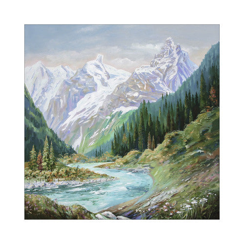 Tablou canvas river in the mountain, 40x40 cm