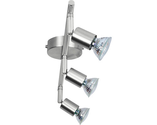 Sina Spoturi Gu10 3x3w, Becuri Led Incluse, Nichel Satinat
